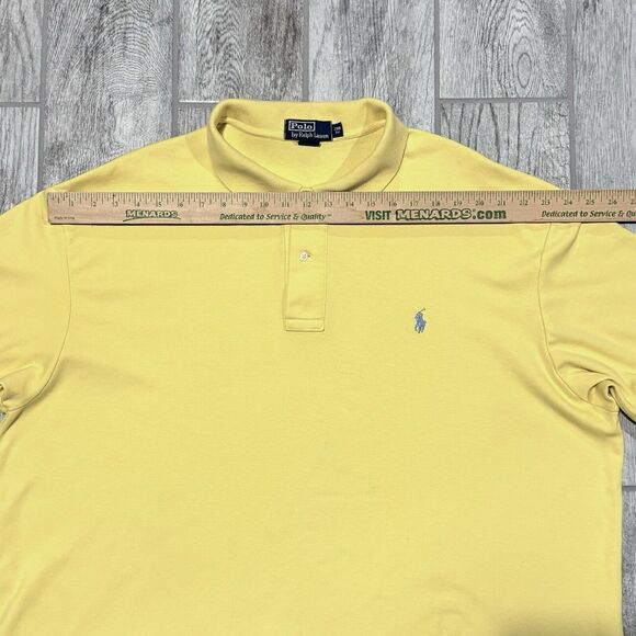 Polo Ralph Lauren Shirt Mens 2XB Yellow Soft Touch Blue Pony Golf Shirt - Picture 6 of 9